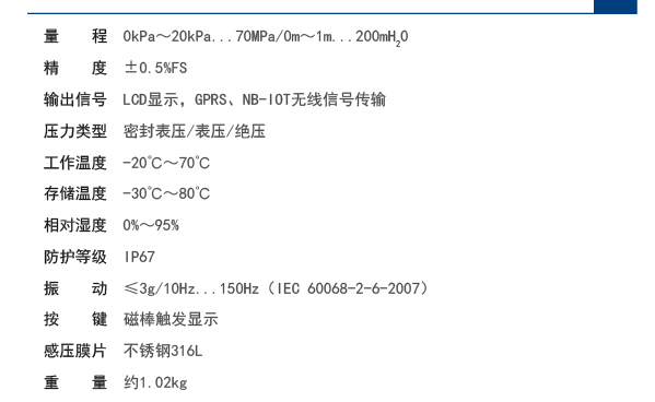 “gprs低功耗无线压力变送器参数”